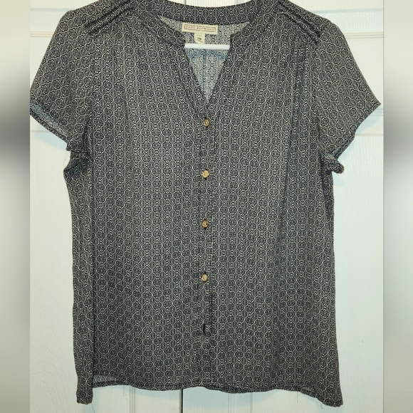 💚 PM Black and White patterned blouse - Picture 1 of 2